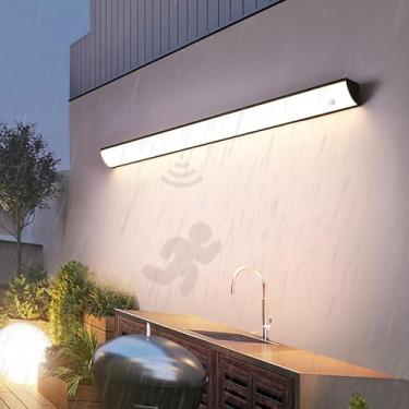 Imagem de Luminária de parede externa, luminária de parede longa interna, retangular moderna, à prova d'água, IP65, com sensor de movimento, iluminação de parede, pátio, sala de estar, lâmpada de páti