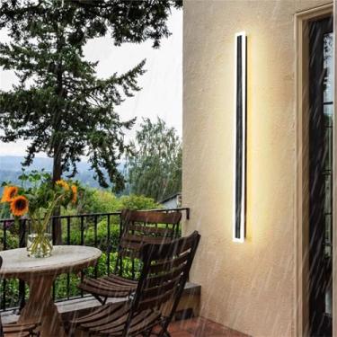 Imagem de Luminária de parede solar para garagem externa LED tira longa luminária de parede linear à prova d'água IP65 moderna para áreas externas arandela interna de acrílico metal paralelo porta da