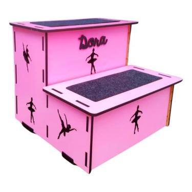Imagem de Escadinha Infantil Criança Dois Degraus Antiderrapante - Rosa