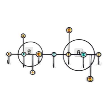 Imagem de Cabideiro criativo montado na parede com 7 ganchos chave decorativa gancho de roupas para entrada, quarto, varanda suporte de parede (preto)