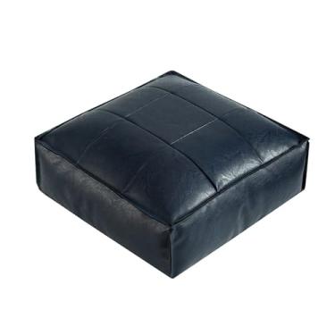 Imagem de pufe Travesseiro de piso vintage, almofada pele cera óleo para quarto, varanda, janela flutuante, tatami, poça quadrada(Blue,Grande)
