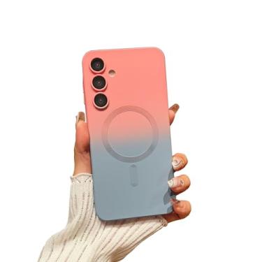 Imagem de Doowear Capa magnética compatível com Galaxy A55 5G [suporta carregador Magsafe] protetor de lente de câmera sem fio gradiente à prova de choque capa de telefone de borracha de silicone para Samsung