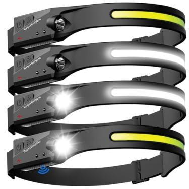 Imagem de Farol de LED recarregável, pacote com 4 – 500 lúmens, à prova d'água, feixe largo de 230°, USB-C leve, confortável e longo tempo de execução – Perfeito para acampamento, caminhada, corrida, pesca