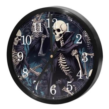 Imagem de LILINWAN Relógio de parede 24 cm sem tique-taque silencioso operado por bateria relógio de parede redondo moderno estilo simples decoração relógio para escritório/escola/quarto/sala de estar