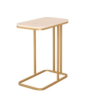 Imagem de Bancadas de ardósia de mármore, sofá, sala de estar, pequena família, sala de estar, TV, mesa de centro de canto pequena (cor: dourado + mármore preto) (dourado + mármore branco)