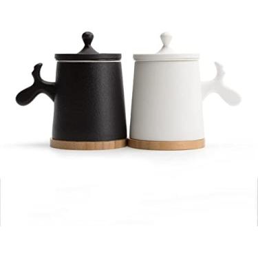 Imagem de WYUYIWH Copo de água de cerâmica xícara de café de grande capacidade com alça xícara de cacau quente xícara de café da manhã leite xícara de chá xícara de chocolate quente caneca de café xícara de