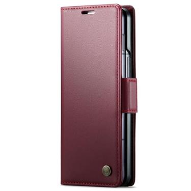 Imagem de Capa carteira para Samsung Galaxy S24ultra/S24plus/S24, capa flip de couro PU com suporte de cartão com bloqueio de RFID, capa de telefone à prova de choque, vermelha, S24 Ultra