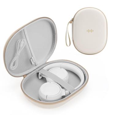 Imagem de Capa rígida para fone de ouvido JBL Tune 520BT/510BT/500BT/720BT/Bose/Soundcore Anker/BERIBES/KVIDIO/TOZO/JLab, bolsa organizadora de viagem portátil universal ultrafina (bege)