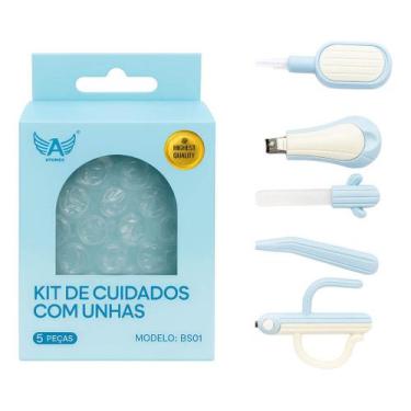 Imagem de Kit Cuidados Higiene Para Bebês Com Estojo Azul 5 Peças - Versatik, Az