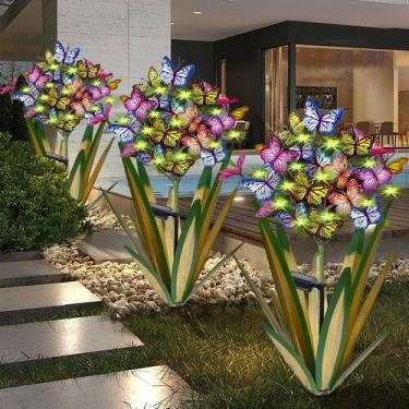 Imagem de Escultura Solar Metálica de Mariposa de Agave Homight 3 Piezas