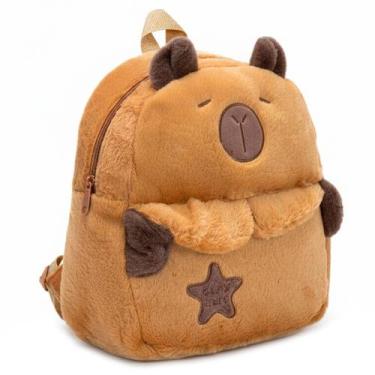 Imagem de Mochila Pelúcia Capivara De Costas Fofa Infantil Bolsa Alça Macia Esco