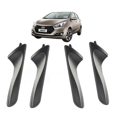 Imagem de Kit 4 Maçanetas Interna Cinza Puxador Hb20 Hb20s 12 a 19