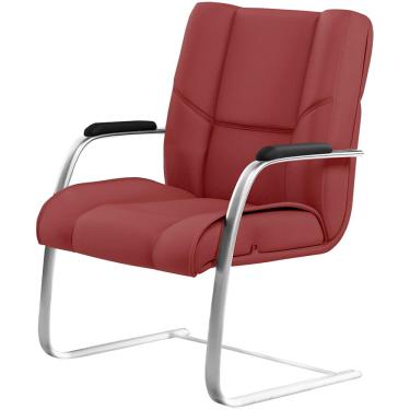 Imagem de Cadeira De Escritório Fixa Executiva New Onix F02 Tecido Sintético Vermelho - Lyam Decor