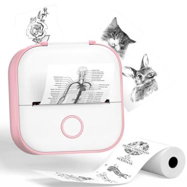 Imagem de Phomemo Impressora de adesivos - Mini impressora sem tinta, fabricante de adesivos, Bluetooth, impressora térmica de bolso para notas de estudo, adesivos, fotos, impressão DIY, rosa