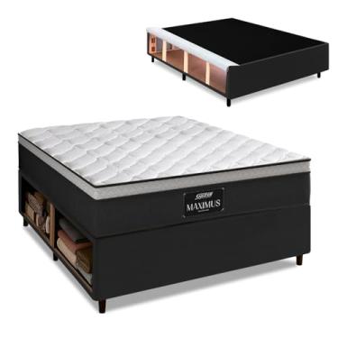 Imagem de Cama Box Baú Lateral Queen Gazin Colchão com Molas Ensacadas 158x198x68cm Maximus