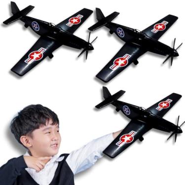 Imagem de 3 Avião de Brinquedo Jato Caça Guerra Infantil Plástico Kit Aeronave Hélice (Kit 3 PRetos)