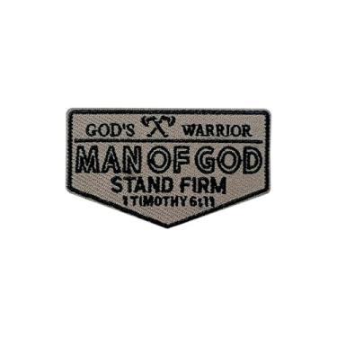 Imagem de Roiseposie 1 Timóteo 6:11 Gods Warrior Man of God Patch, cristão 7,6 cm, aplique bordado/costurado em tecido bordado para roupas, mochilas, chapéu, jeans, remendos bordados para amantes de Deus