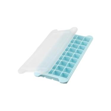 Imagem de Formas Gelo Silicone Flexível 36 Cubos com Tampa Empilhável(Azul, 1 Unidade)
