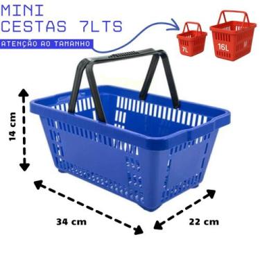 Imagem de Kit 25 Mini Cestinhas Farmácia 7Lts 34x22x14cm Cesta Mercado Loja - JR