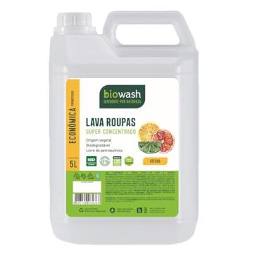 Imagem de Biowash Lava Roupas Líquido Citrus 5L - Dispensa o uso de amaciante