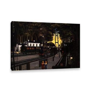 Imagem de Paul Delvaux Print Station Forestiere Pintura em tela famosa pôsteres de arte surrealismo imagem de arte de parede para decoração de escritório em casa presente exclusivo 100 x 70 cm (39 x 71