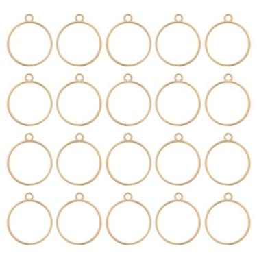 Imagem de Pingentes de bisel aberto nas costas, 30 peças, molduras redondas vazadas, bandejas geométricas em branco para fabricação de joias de resina, colares, pulseiras, artesanato DIY (ouro K), 33x28mm, liga