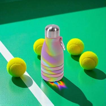 Imagem de 1 garrafa de água, copo dobrável de boca pequena, 550 ml, silicone, rosa, camuflagem, 25 x 7 x 7 cm