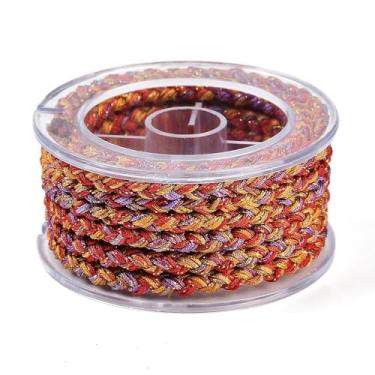 Imagem de 1 rolo de fio de nylon trançado de 12 camadas 5 mm material de fio de nylon redondo colorido cordão trançado para colar faça você mesmo, pulseira, joias, artesanato feito à mão, 2,19 a 3,28 m (2 a 3 m