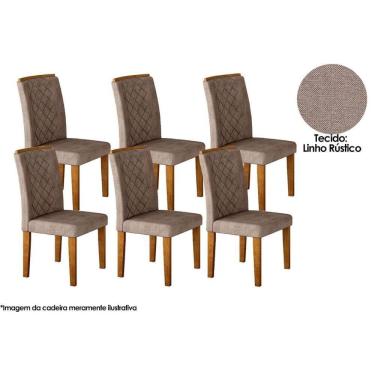Imagem de Kit 6 Cadeiras De Cozinha Jade 6 Un Capuccino Linho Bege Turim Rufato