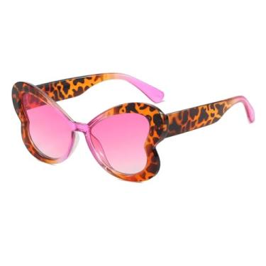 Imagem de Óculos de sol femininos com estampa de leopardo retrô, gradiente, borboleta, cor de doce, tendência, design punk, masculino, casual, UV400 (rosa demi)