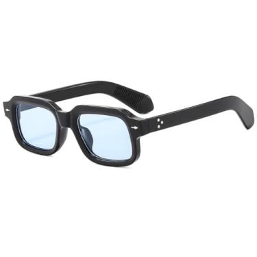 Imagem de Óculos de sol com armação laranja da moda, feminino e masculino, vintage, rebite, verde oliva, retangular (3)