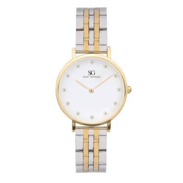 Imagem de Relogio feminino dourado e prata Madison Diamond Bicolor Gold 32mm Saint Germain