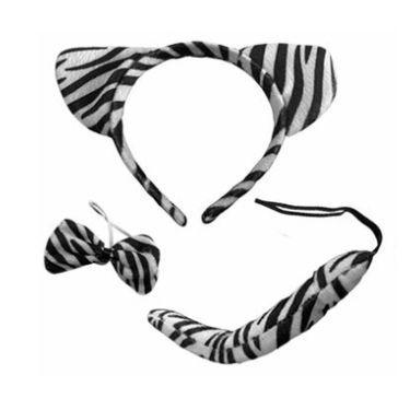 Imagem de Kit Tiara Animal Oncinha Pelúcia Gravata Rabinho Cosplay - TOP, Tigre 