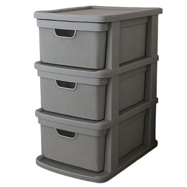 Imagem de Caixa Organizadora, Gaveteiro Organizador de Chão em Plástico Juta com 3 Gavetas 15 litros(Cinza)