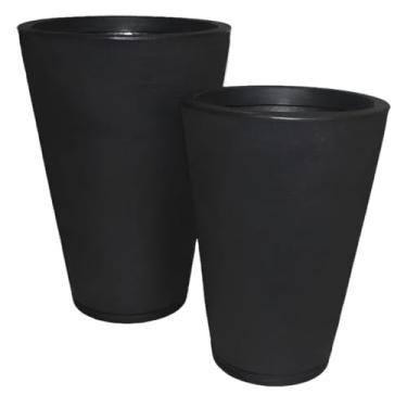 Imagem de Kit 2 Vasos Coluna Escovada Premium grande 3,4, leve ideal para áreas de piscinas entrada, canto de sala, recepção, (Preto)