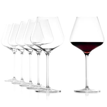 Imagem de Stölzle Lausitz Conjunto de 6 taças de vinho tinto bordô (QUATROPHIL). Conjunto de 6 taças de vinho tinto de cristal para lava-louças (740 ml). Conjunto de 6 taças de vinho de cristal duráveis