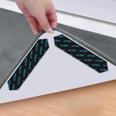 Imagem de 16 peças de fita de tapete, almofadas antiderrapantes para pisos e azulejos de madeira, mantêm os cantos planos (tira longa pontiaguda)