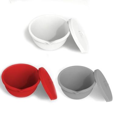 Imagem de Saphe Forros de tigela de silicone para batedeira KitchenAid de 5 litros - peças e acessórios para batedeira, 3 pacotes de forros de silicone mixaid com tampas (vermelho + cinza + branco)