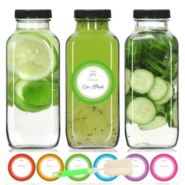 Imagem de STARSIDE Garrafas de vidro reutilizáveis de 350 ml com tampas à prova de vazamento, 3 unidades, para água, suco, kombucha, gengibre, leite, molho picante para churrasco, etc.