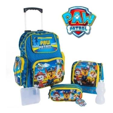 Imagem de Kit Mochila Rodinhas Patrulha Canina Infantil Masculina - Chenson