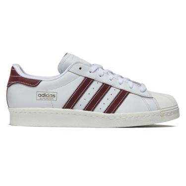 Imagem de Adidas Superstar 80 ADV - Branco Cristal/Vermelho Sombra, Cristal branco, 39