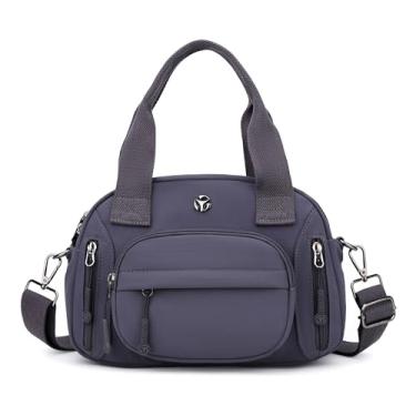 Imagem de Wytidian Bolsa de ombro de nylon para mulheres, espaçosa com vários bolsos, bolsa tiracolo casual feminina para viagens, trabalho diário, A - roxo, Bolsas transversais com vários bolsos