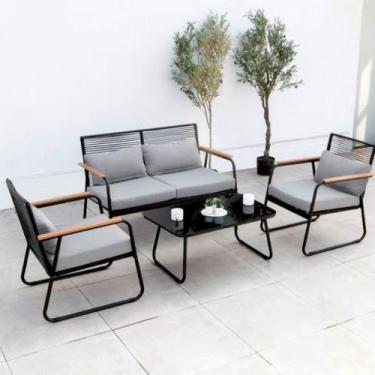 Imagem de Conjunto Sala De Estar 4 Pecas Sofa Duplo Solteiro E Mesa - Brazil Hom