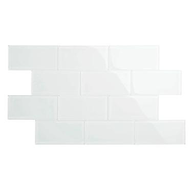 Imagem de Giorbello Azulejo de Backsplash de vidro para metrô, 7,6 x 15,2 cm, branco