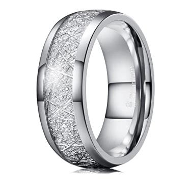 Imagem de THREE KEYS JEWELRY Aliança feminina de casamento 4 mm/6 mm/8 mm de titânio carboneto viking anel de meteorito com joias polido infinito exclusivo para sua prata, Metal, não conhecido