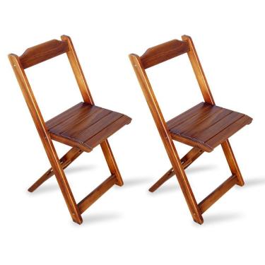 Imagem de Kit 2 Cadeiras Dobrável Madeira Padrão Imbuia Cor: Marrom