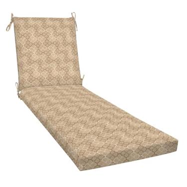 Imagem de Honeycomb Outdoor Essentials Chaise Lounge, 21 x 70, almofada de cadeira de amêndoa geo pátio para móveis de pátio