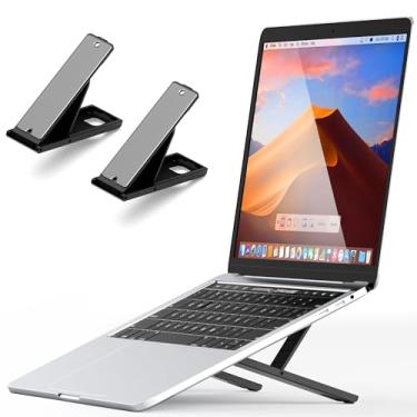 Imagem de Suporte de laptop para mesa, suporte ergonômico ventilado para computador de resfriamento, suporte de laptop ABS ajustável em 8 ângulos, suporte adesivo portátil compatível com HP, Dell, Lenovo e mais