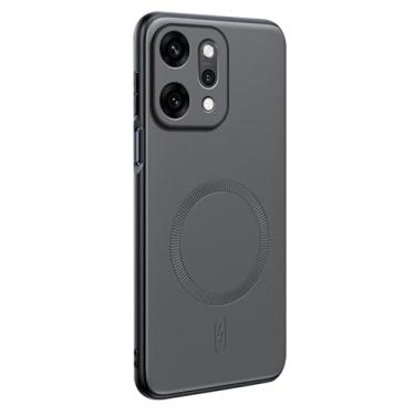 Imagem de HAOMRIYL Capa magnética para Oppo Find X9/X9pro, capa de telefone de couro minimalista fina proteção total da lente coldre à prova de choque, cinza, X9