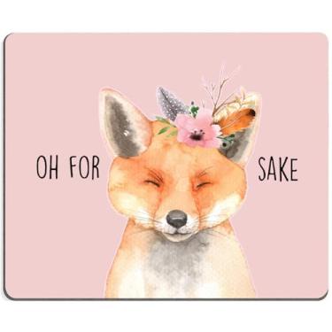 Imagem de Hokafenle Mouse Pad, mouse pad fofo rosa raposa para mulheres, mesa, base de borracha antiderrapante, quadrado, sem fio, mousepad para escritório